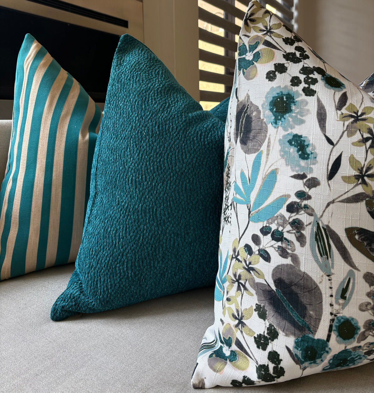 Premium Turquoise Textured Throw Pillow | Luxury Teal Scatter Cushion
