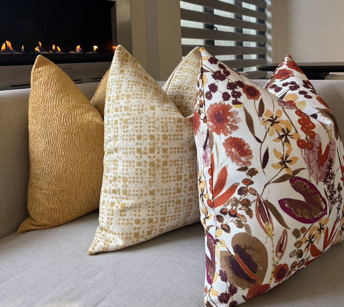 Honey Gold and Cream Geometric Print Scatter Cushion