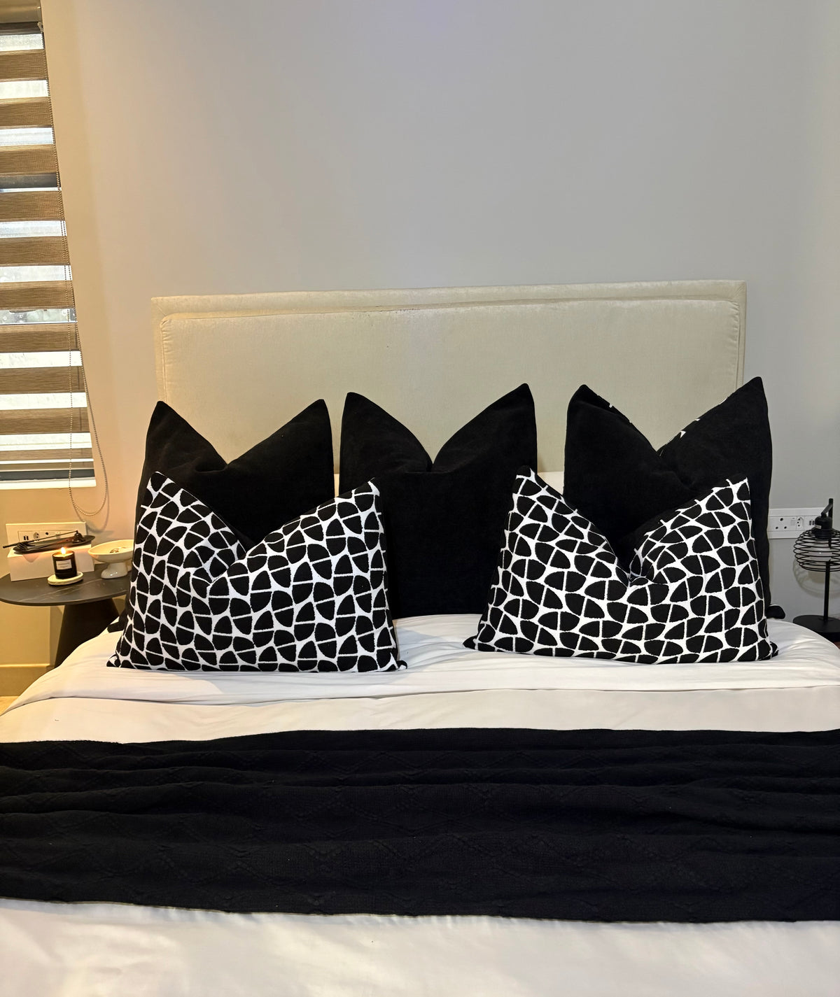 Black and White Shapes Print Scatter Cushion