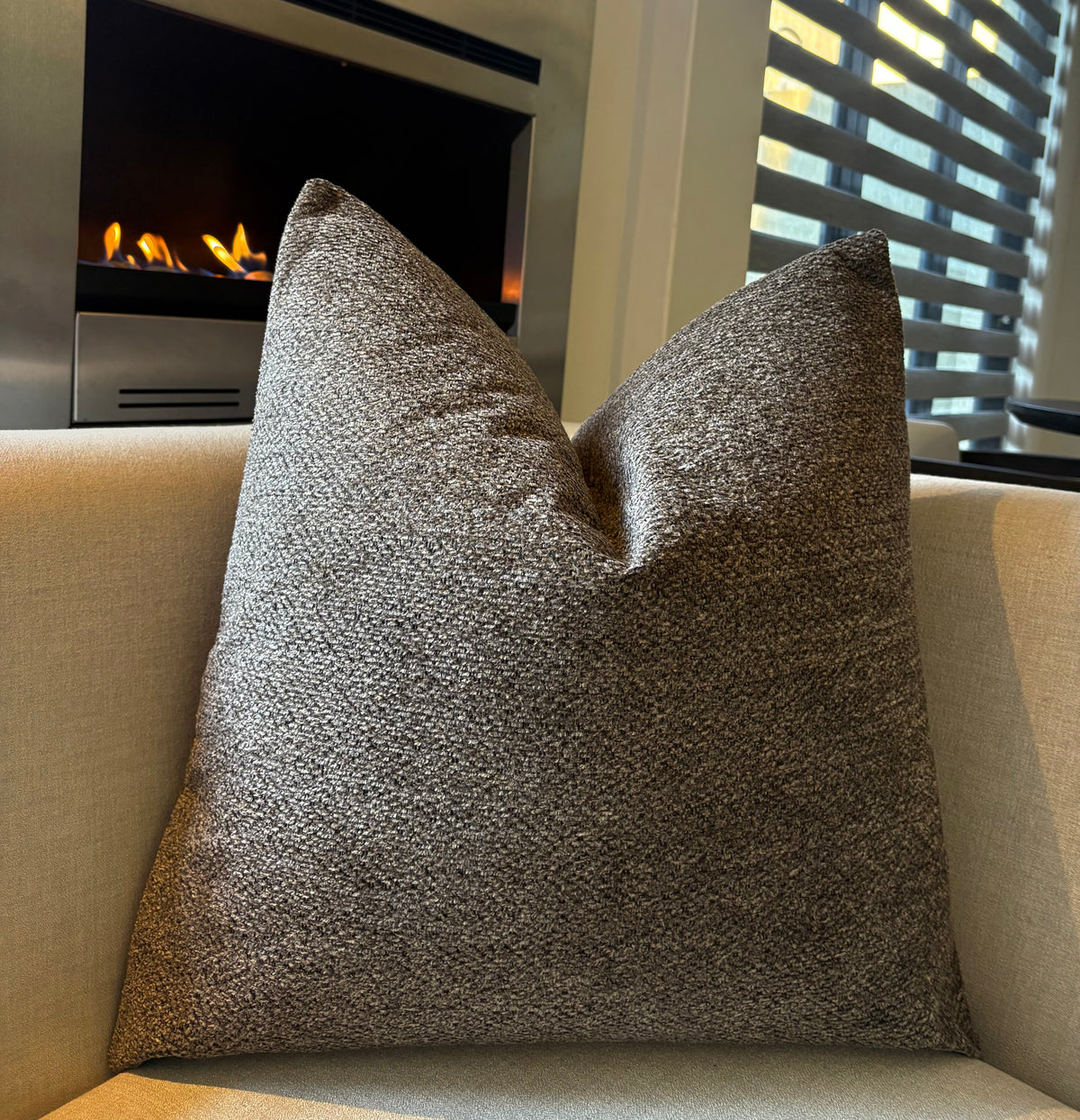 Luxury Heavy Textured Brown Scatter Cushion