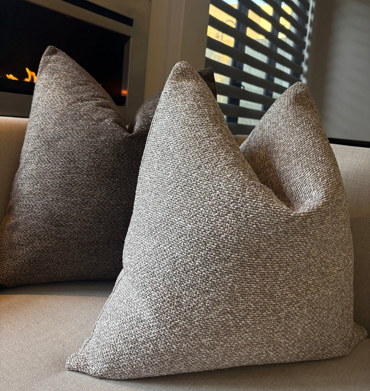 Luxury Heavy Textured Brown Scatter Cushion