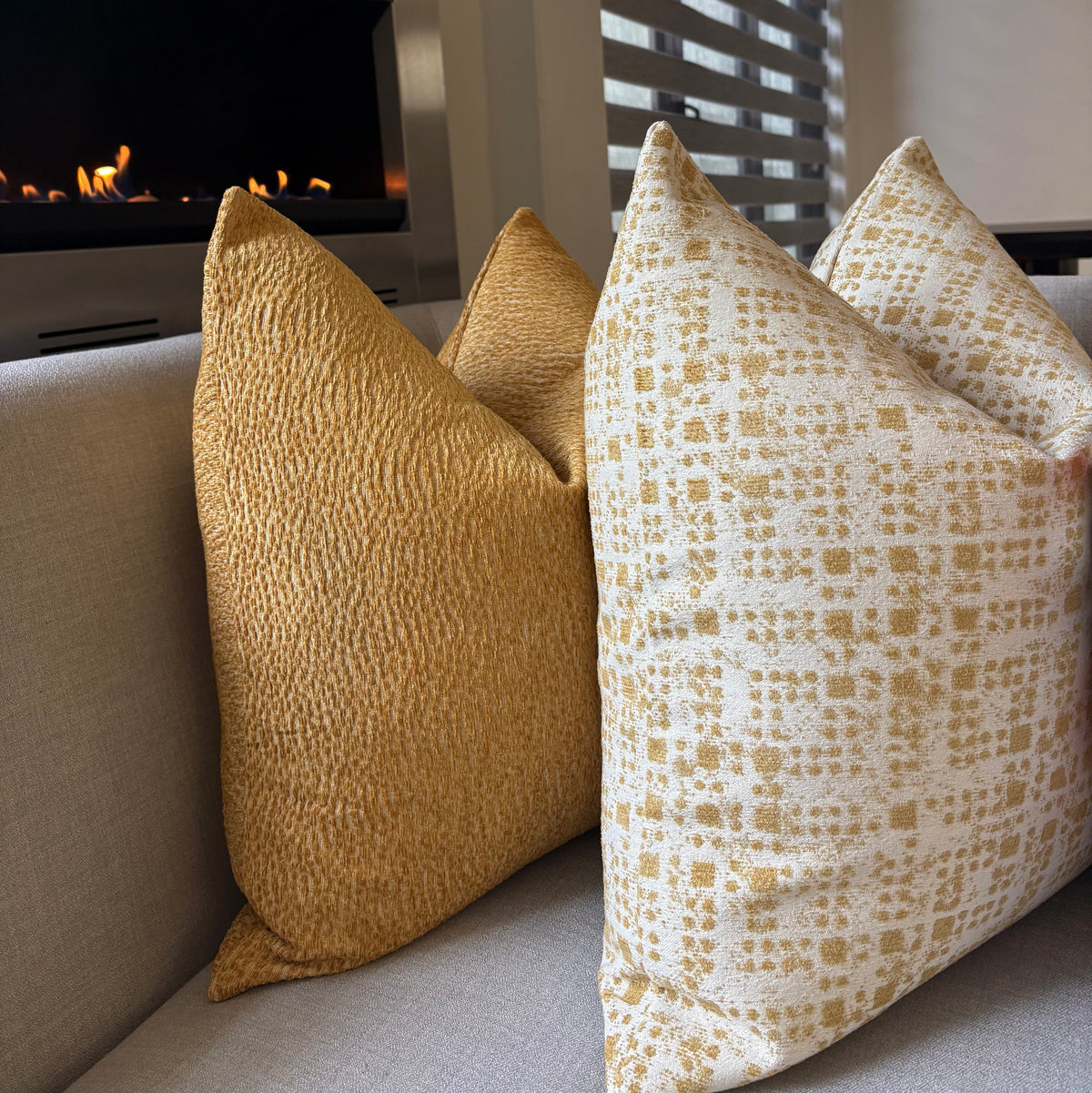Honey Gold and Cream Geometric Print Scatter Cushion